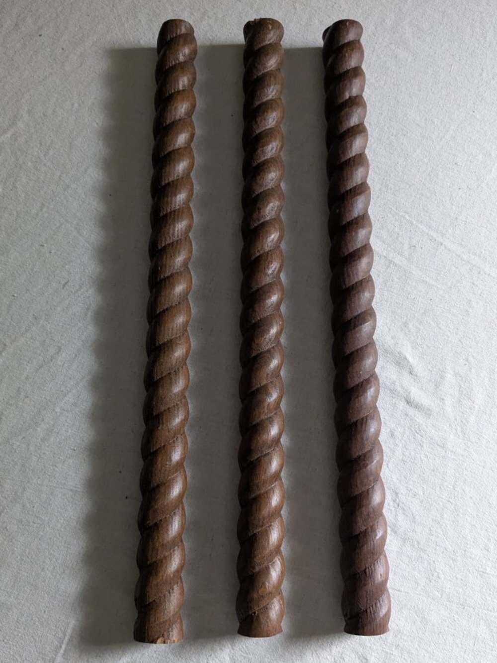 3x Solid Oak Twist Curtain Rods